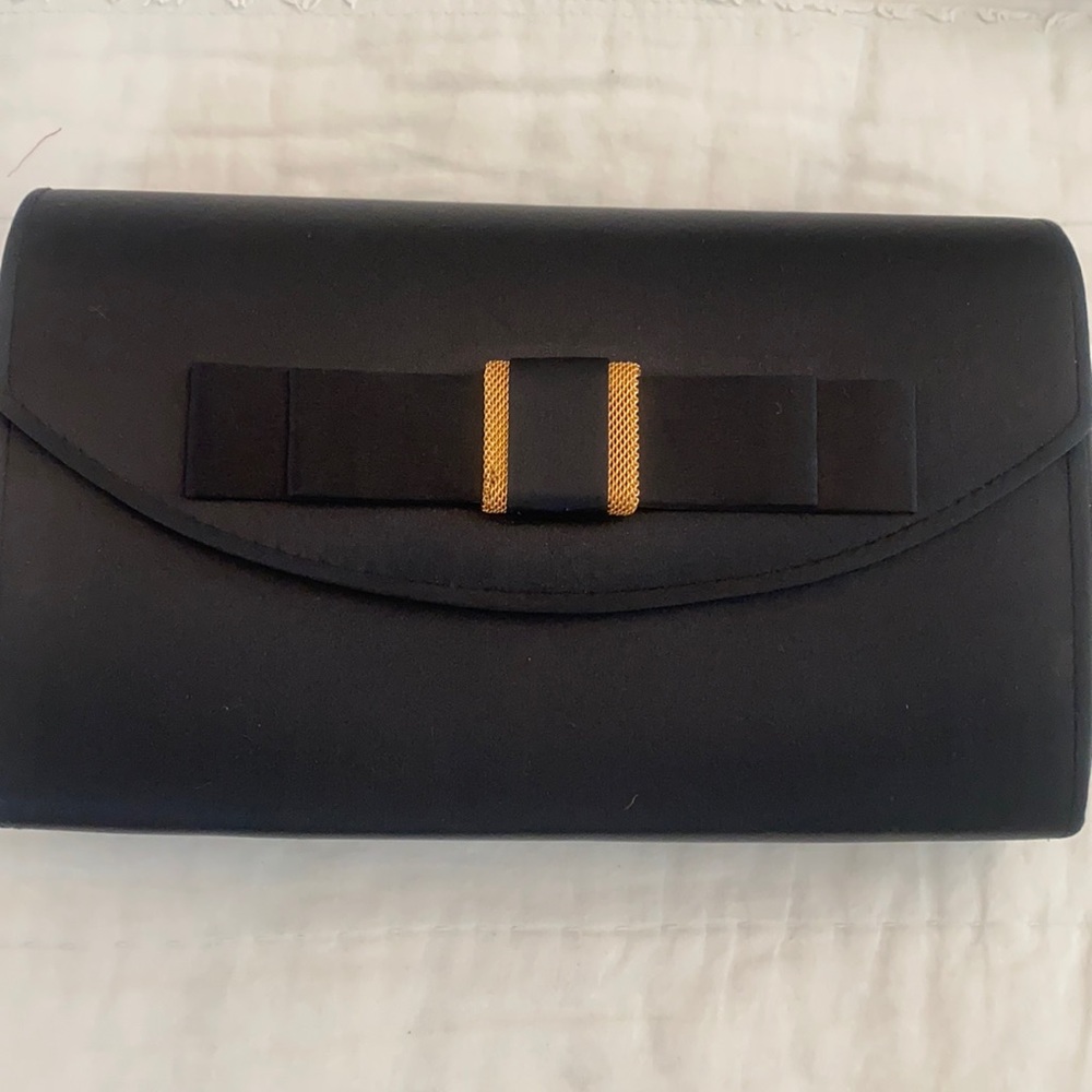 Black satin evening bag